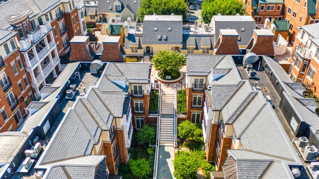 aerial image of residential buildings