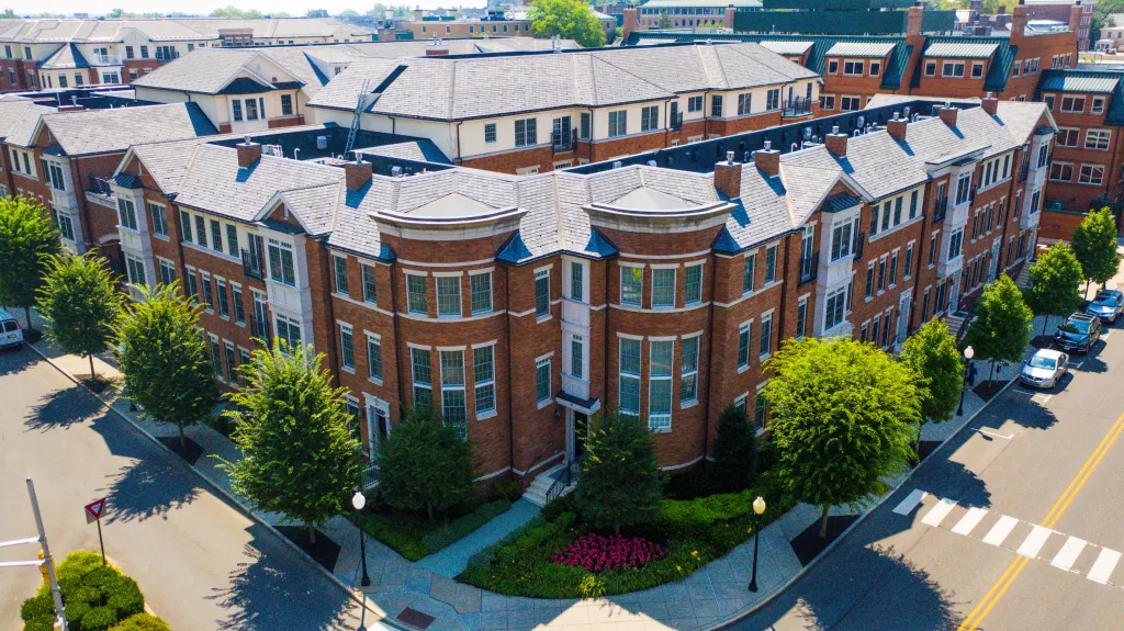 aerial view of residential buildings