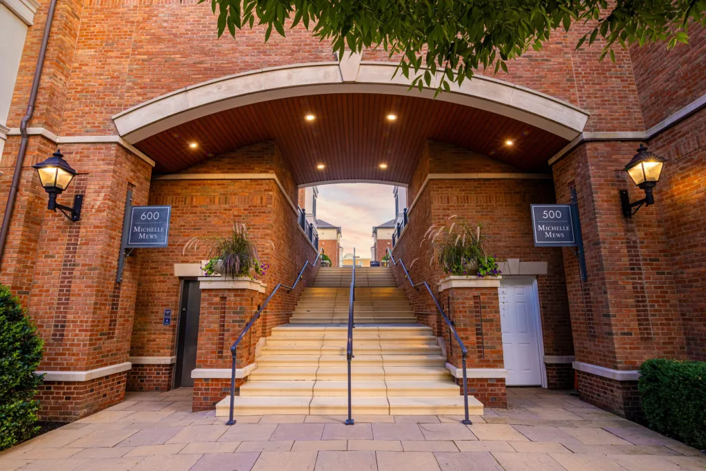 exterior image of buildings 500 and 600 Michelle Mews and staircase