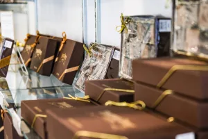 Beautiful gift boxes of chocolate at Thomas Sweet Chocolate in Princeton